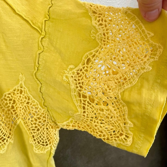 NWT Free People We The Free Luca Button Down Shirt Lace Small Citronelle Yellow - Picture 5 of 12